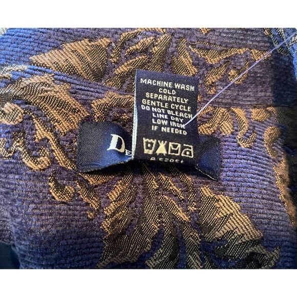 Denim & Co Tapestry Blazer Jacket Plus Sz 1X Longline Purple Gold Floral Classy - Picture 10 of 11